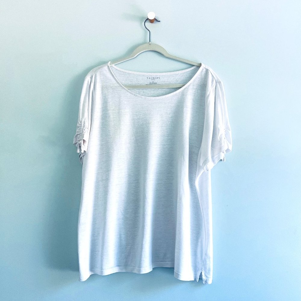 Talbots - Short Sleeve Linen T-shirt with Bow Sleeves - 2X